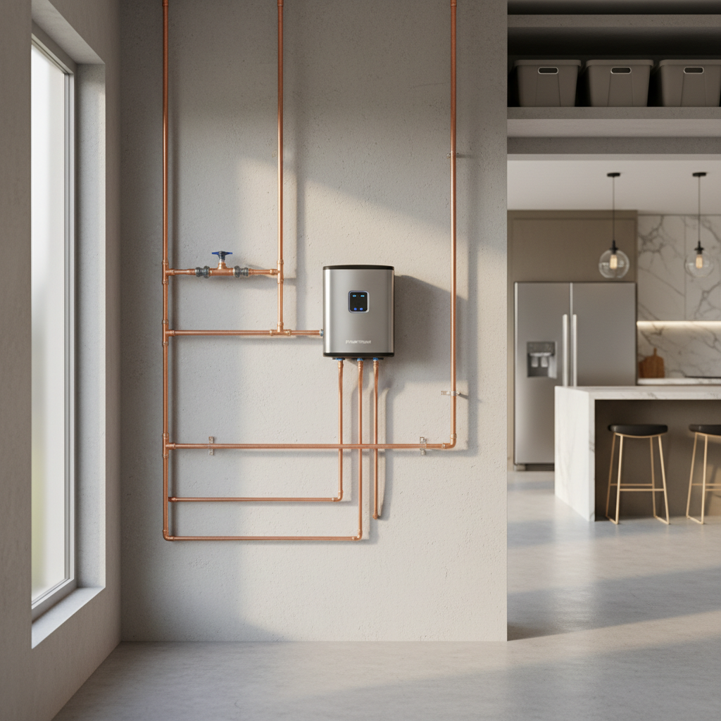 Flow-Tech salt-free water conditioning system installed on a home water line